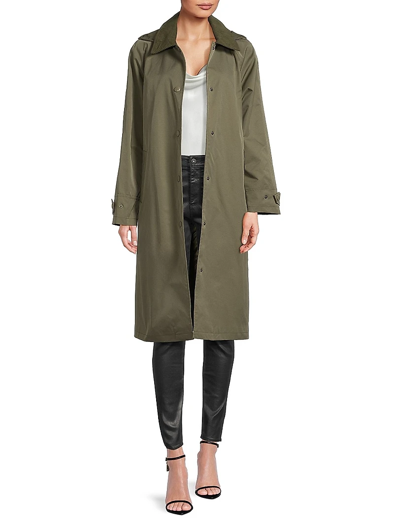 Twill Snap-Front A-Line Coat