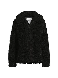 Faux-Shearling Zip-Front Jacket