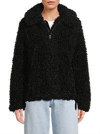 Faux-Shearling Zip-Front Jacket