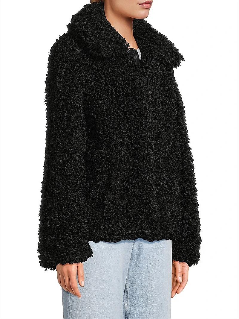 Faux-Shearling Zip-Front Jacket