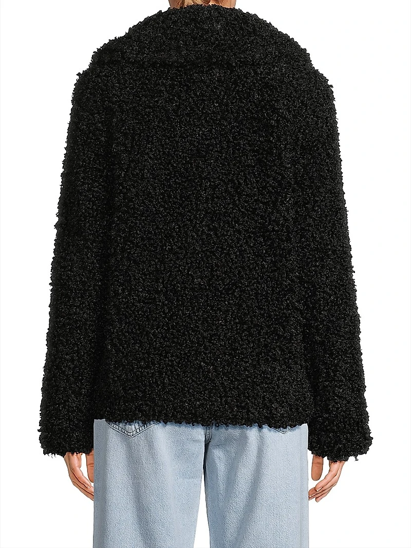 Faux-Shearling Zip-Front Jacket