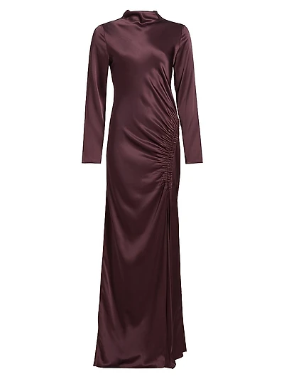 Doubleface Ruched Satin Gown