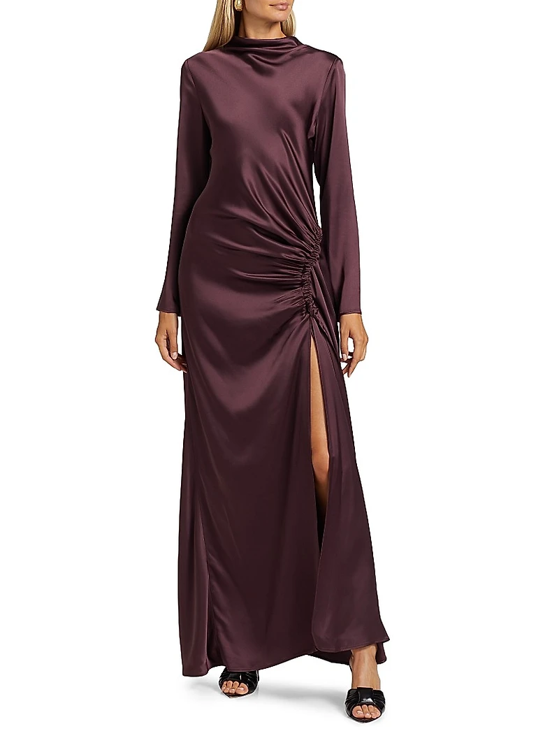 Doubleface Ruched Satin Gown