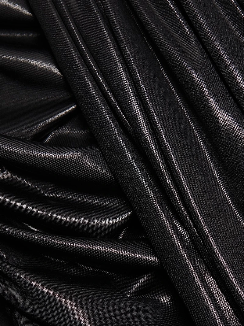 Coated Jersey Draped Maxi Skirt