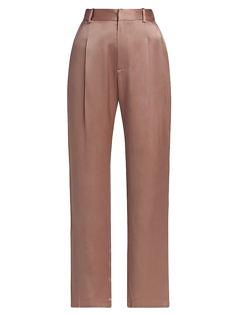Satin Cropped Straight-Leg Pants