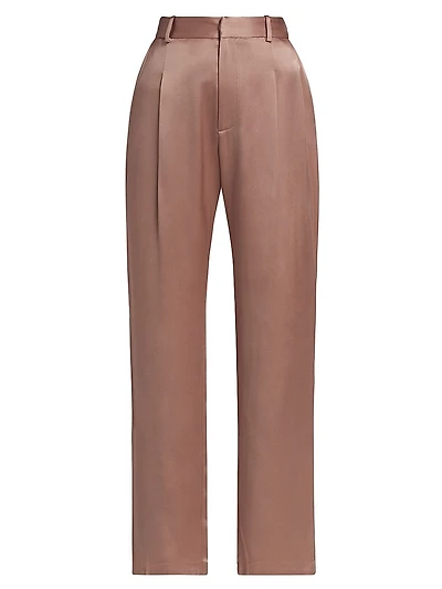 Satin Cropped Straight-Leg Pants