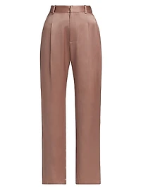 Satin Cropped Straight-Leg Pants