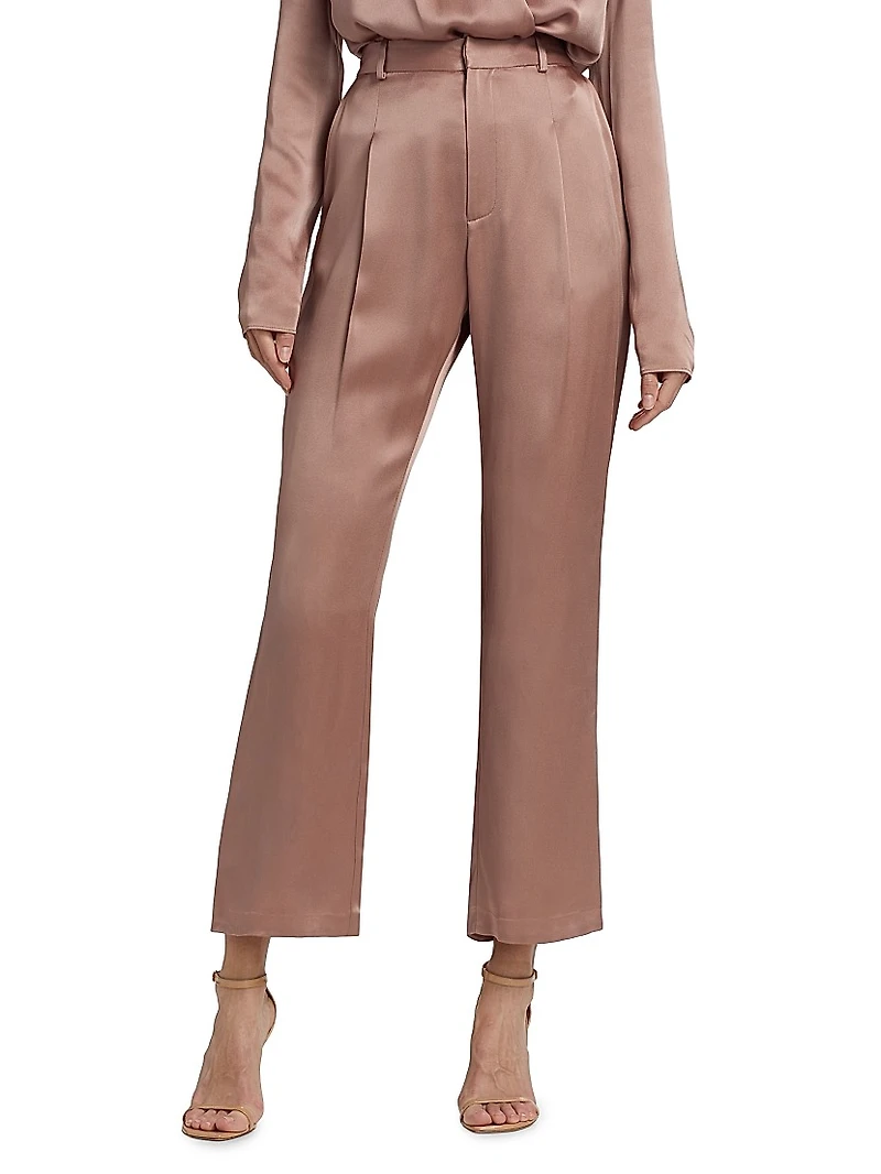Satin Cropped Straight-Leg Pants