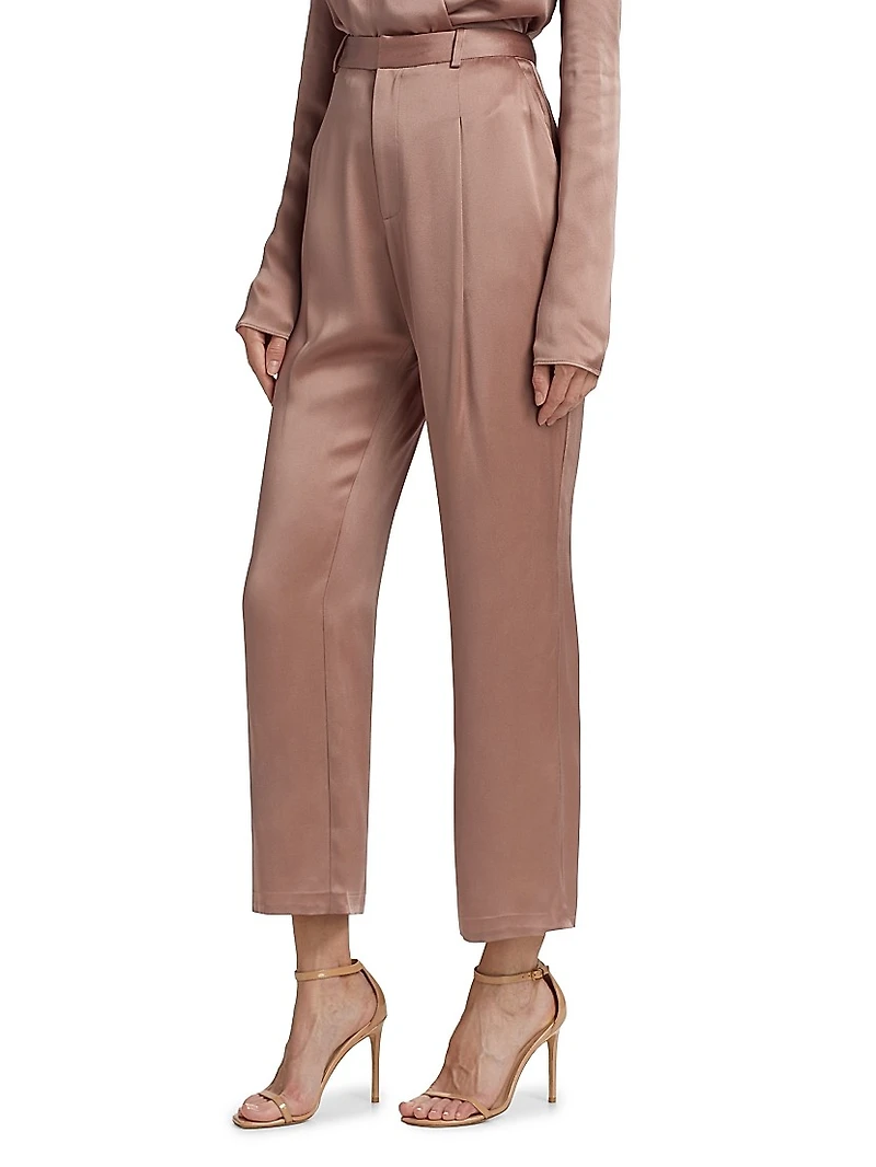 Satin Cropped Straight-Leg Pants