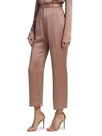 Satin Cropped Straight-Leg Pants