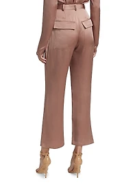 Satin Cropped Straight-Leg Pants