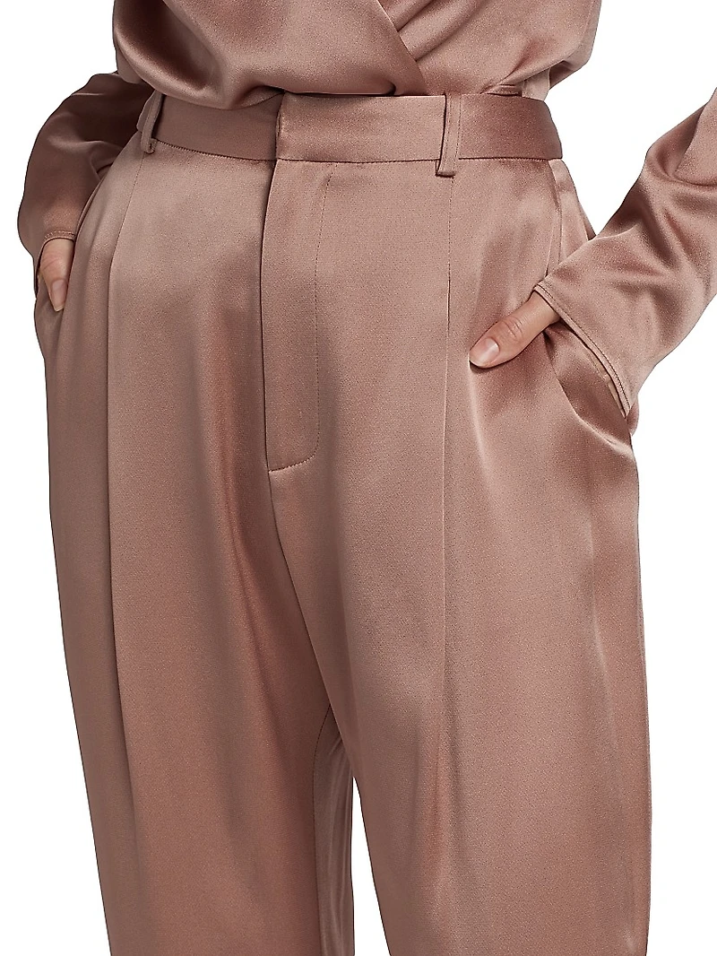 Satin Cropped Straight-Leg Pants