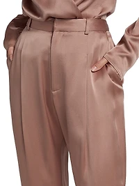 Satin Cropped Straight-Leg Pants