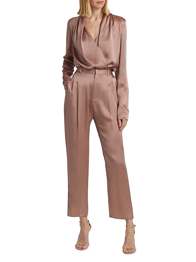 Satin Cropped Straight-Leg Pants