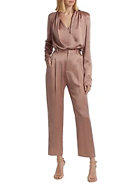 Satin Cropped Straight-Leg Pants