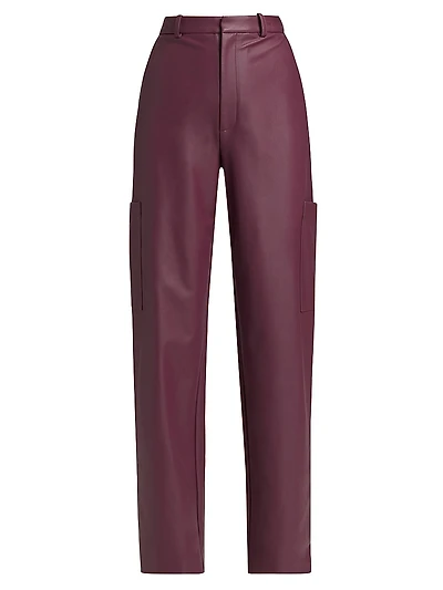 Faux-Leather Tapered-Leg Pants
