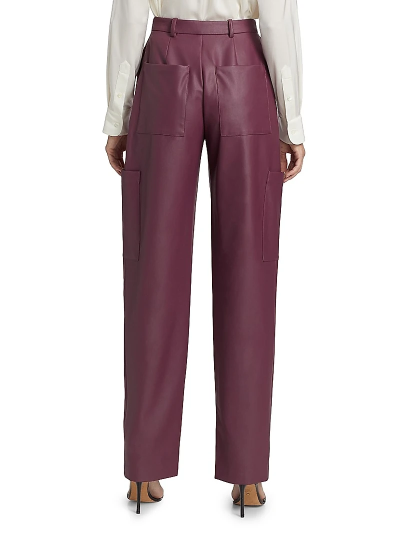 Faux-Leather Tapered-Leg Pants