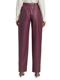 Faux-Leather Tapered-Leg Pants