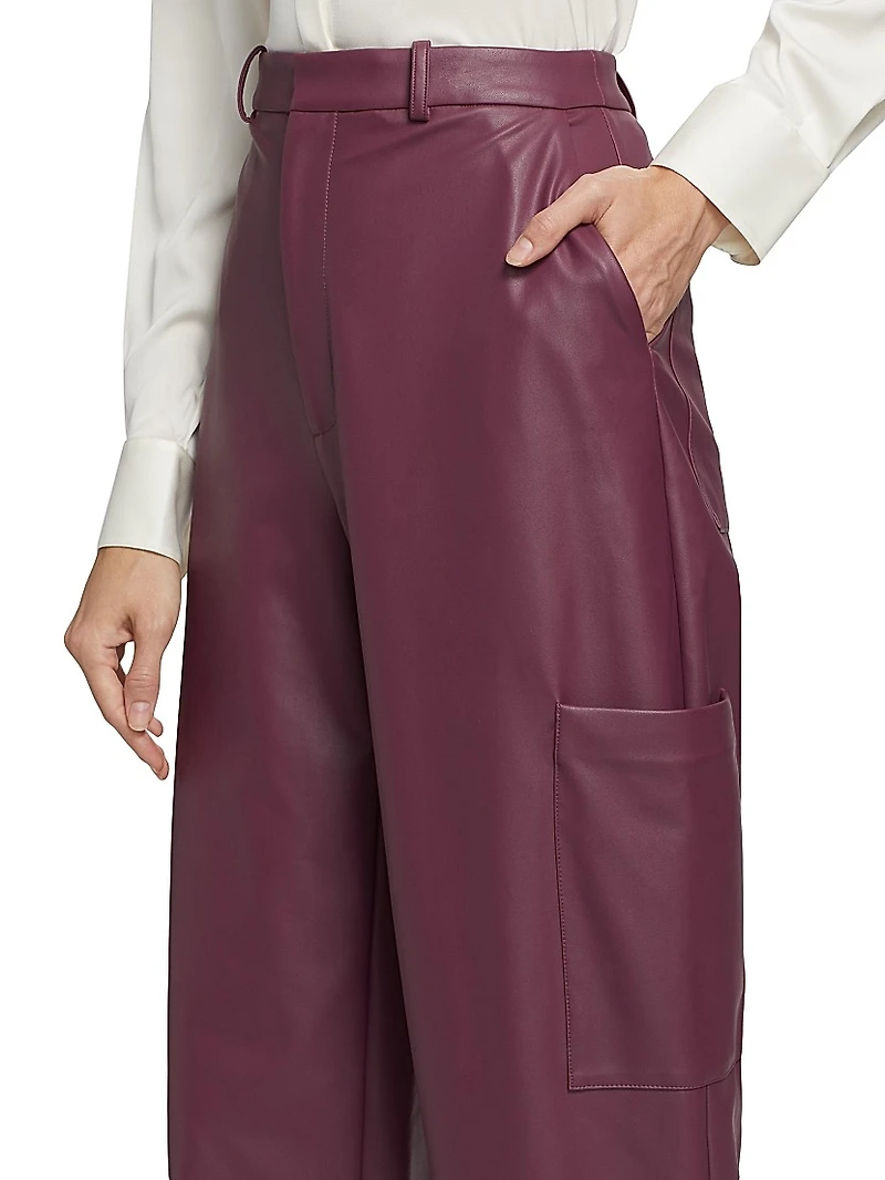 Faux-Leather Tapered-Leg Pants