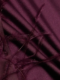 Feather Embellished Satin Shift Minidress