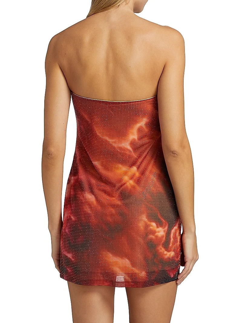 Hotfix Cloud Print Strapless Minidress