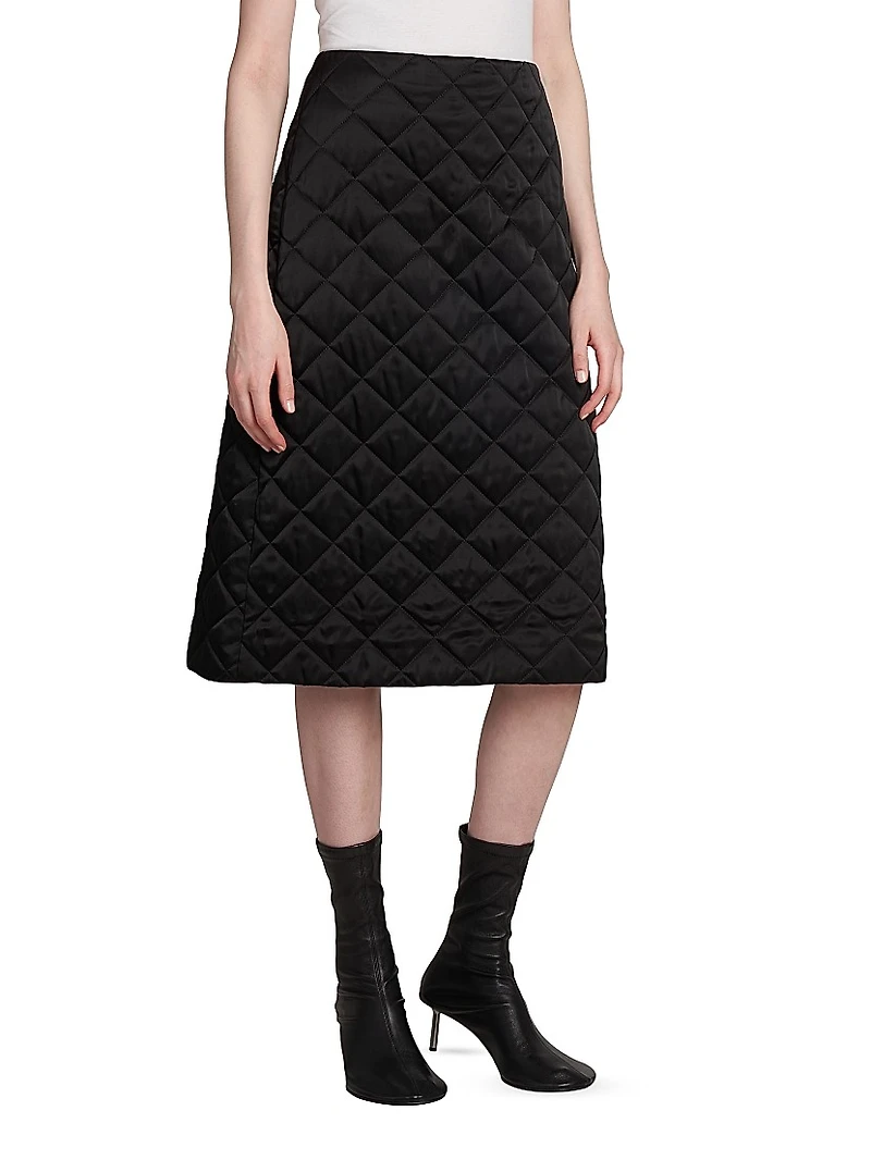 Quilted A-Line Midi-Skirt