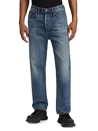 90's Cotton Denim Mid-Rise Straight-Leg Jeans