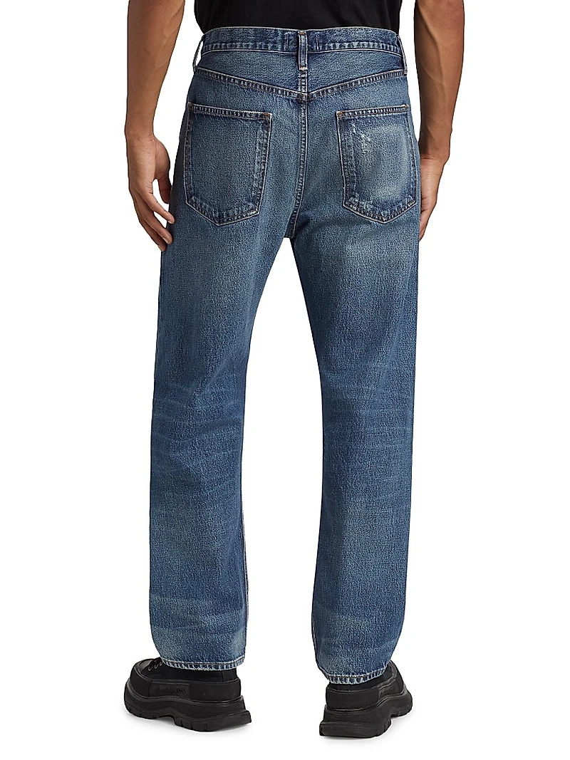 90's Cotton Denim Mid-Rise Straight-Leg Jeans