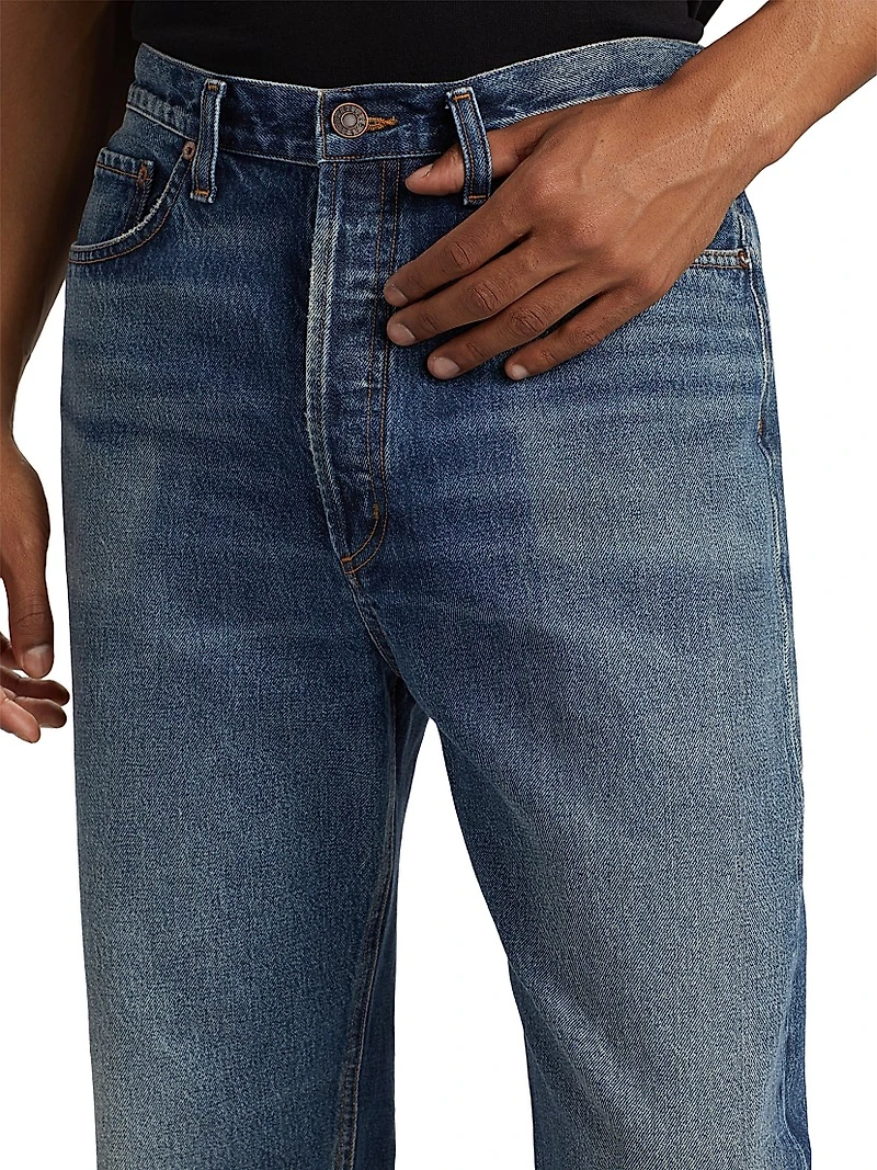 90's Cotton Denim Mid-Rise Straight-Leg Jeans