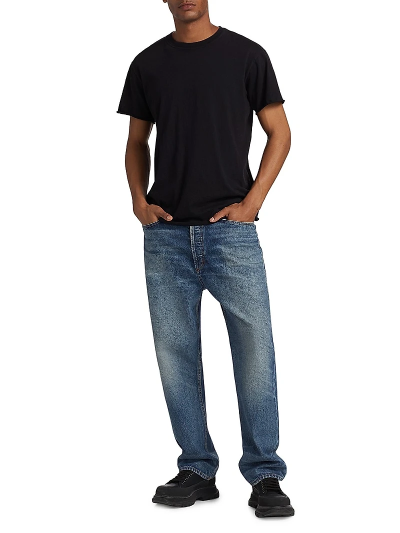 90's Cotton Denim Mid-Rise Straight-Leg Jeans