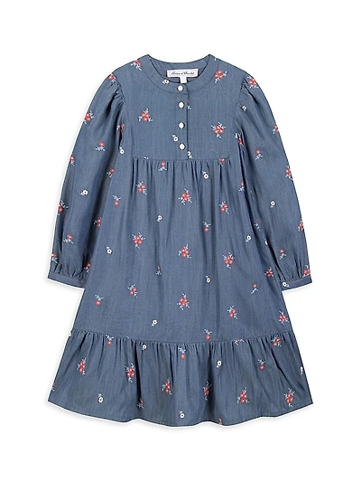 Little Girl's & Floral Chambray Dress