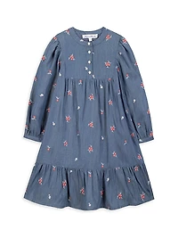 Little Girl's & Floral Chambray Dress