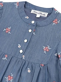 Little Girl's & Floral Chambray Dress