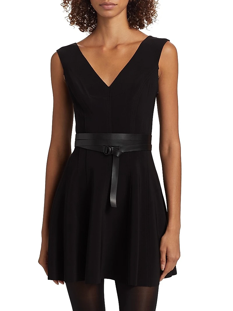 Grace Belted V-Neck Minidress