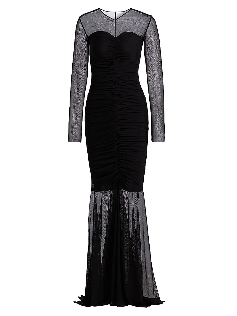 Long-Sleeve Fishtail Gown