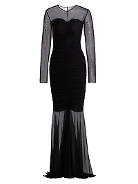 Long-Sleeve Fishtail Gown