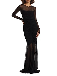 Long-Sleeve Fishtail Gown