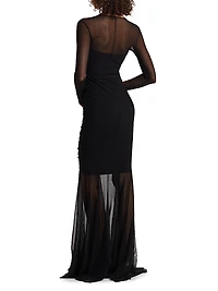 Long-Sleeve Fishtail Gown