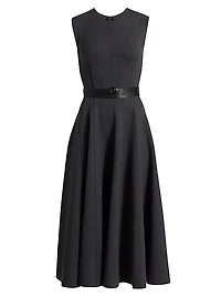 Grace Stretch-Cotton Belted Sleeveless Midi-Dress