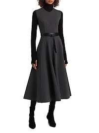 Grace Stretch-Cotton Belted Sleeveless Midi-Dress