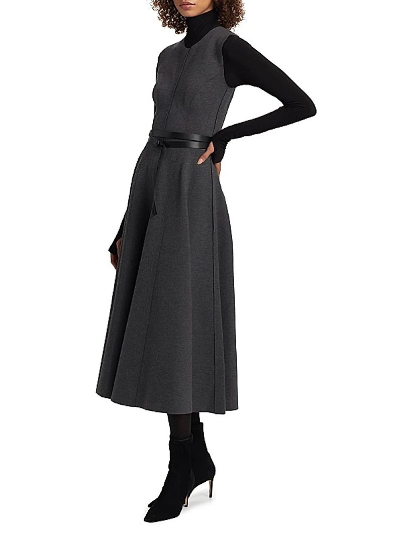 Grace Stretch-Cotton Belted Sleeveless Midi-Dress