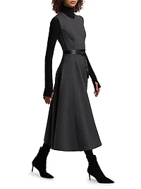 Grace Stretch-Cotton Belted Sleeveless Midi-Dress