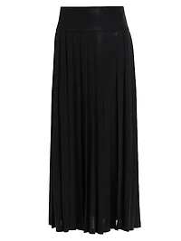 Pleated Slit Maxi Skirt