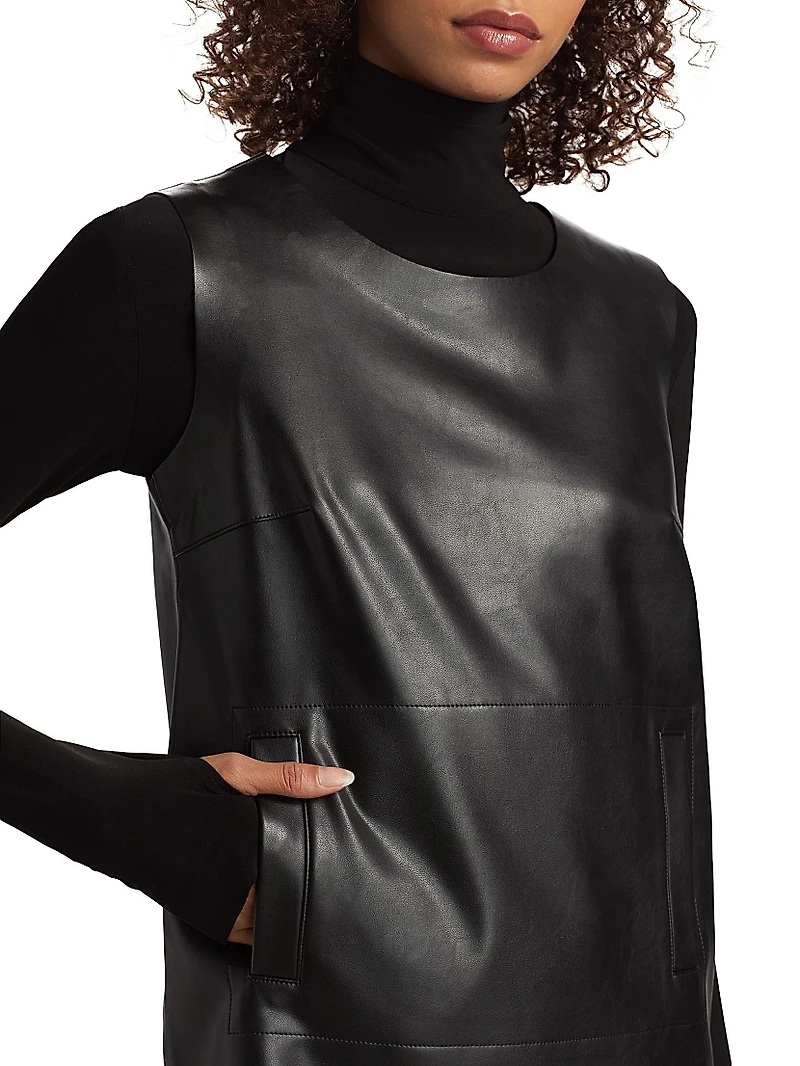 Faux Leather Sleeveless Minidress