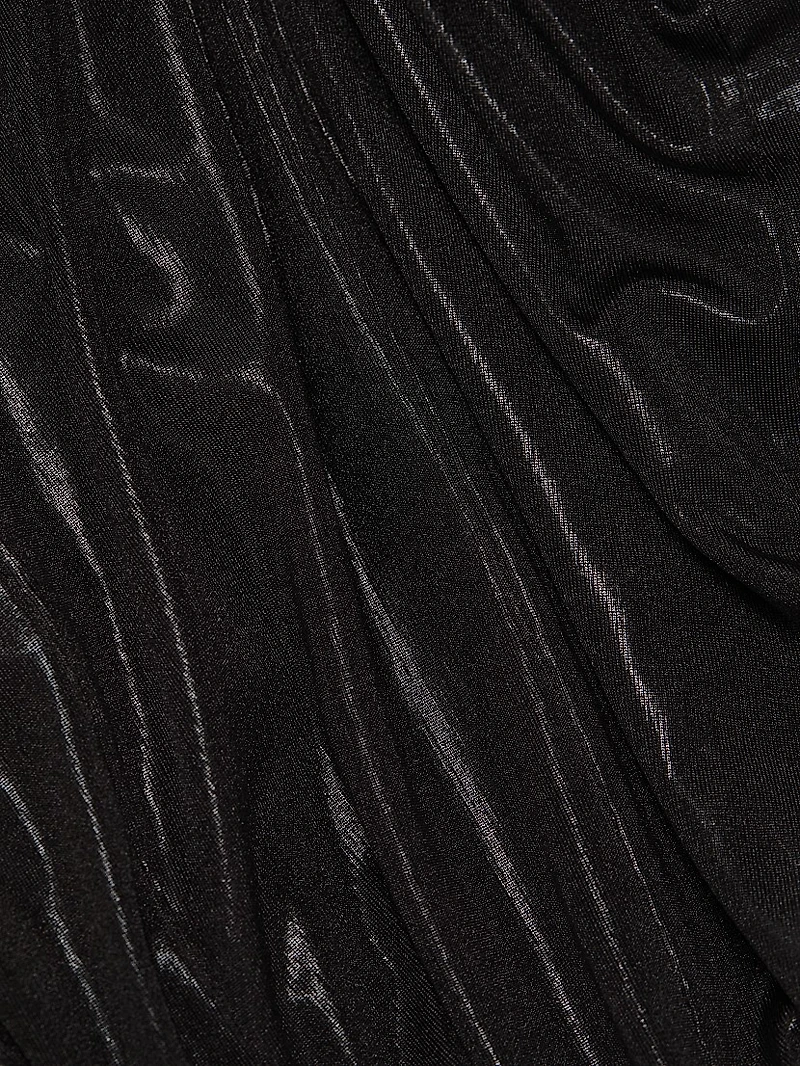 Dolman-Sleeve V-Neck Fishtail Gown