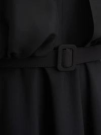 Deanna Crepe-Chiffon V-Neck Midi-Dress