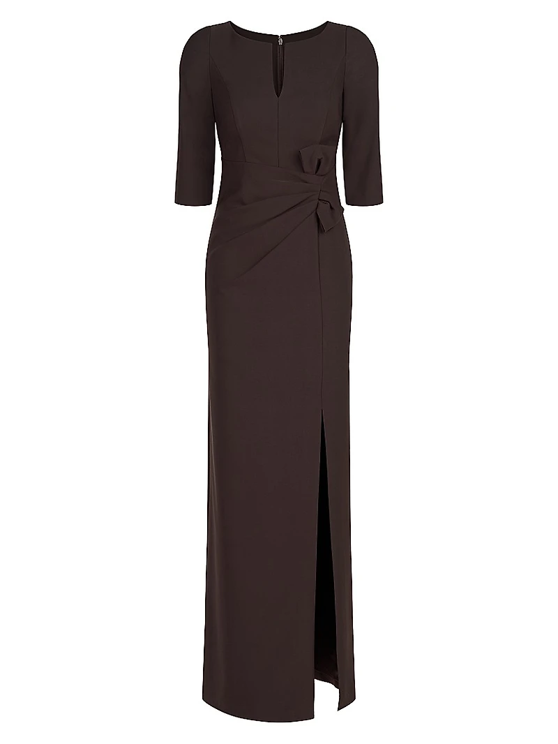 Priscilla Crepe Bow Column Gown