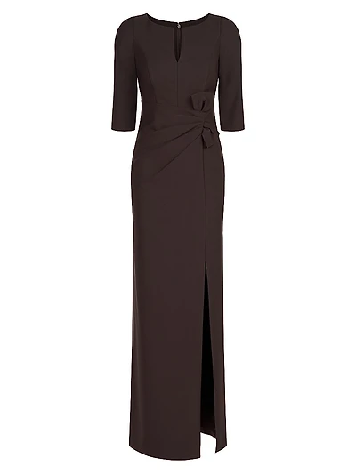 Priscilla Crepe Bow Column Gown