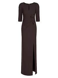 Priscilla Crepe Bow Column Gown