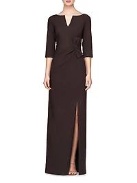 Priscilla Crepe Bow Column Gown